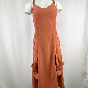 NWT XCVI Comfy & Fun Orange Midi Sundress with great pockets